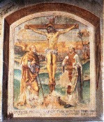 Affresco: crocifissione con S.Antonio e S.Lorenzo nella chiesa di Santa Maria